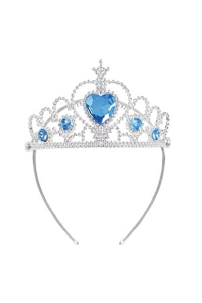 Belora Coronita Par Tiara Argintie cu Pietre Bleu Inima pentru Copii