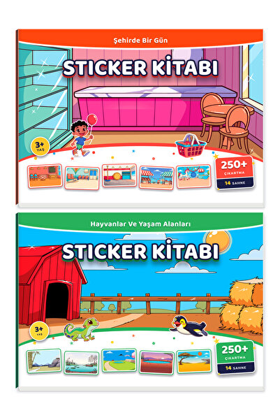 minkino 2'li Sticker Kitabı (500+ Dev Sticker) Hayvanlar ve Yaşam Alanları | ...