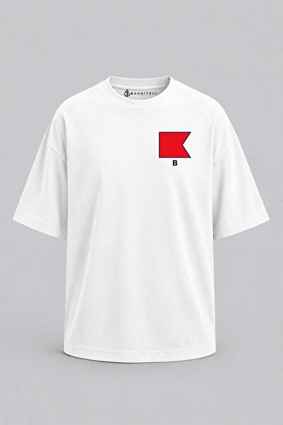 Bahriyeli Collection Υπερμεγέθη μπλουζάκι Unisex με στάμπα γράμματος Β και τσ...