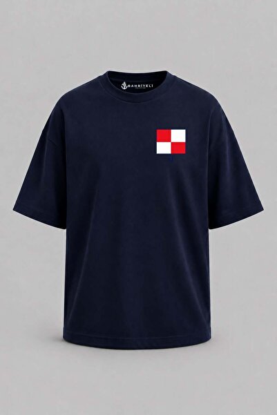 Bahriyeli Collection Υπερμεγέθη μπλουζάκι Unisex με στάμπα γράμματος U και τσ...