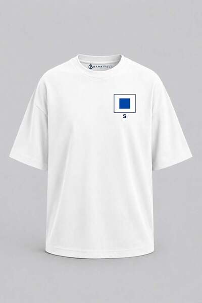 Bahriyeli Collection Υπερμεγέθη μπλουζάκι Unisex με στάμπα γράμματος S και τσ...