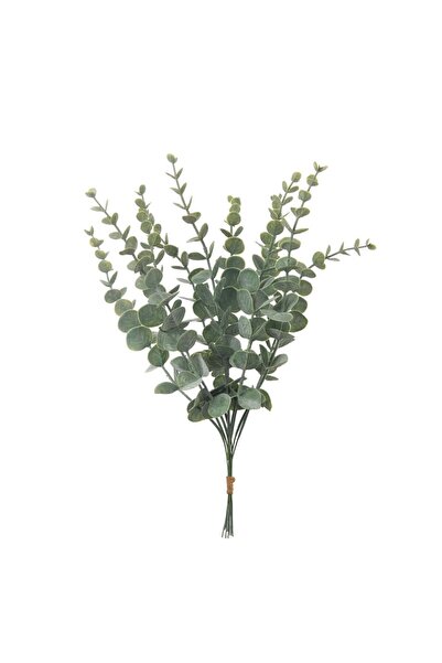 OEM Floare MW85503, crenguta de eucalipt, plastic, verde, 34 cm - Flori artif...
