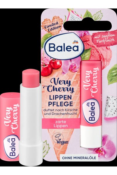 BALEA balsam de buze Very Cherry, hidratant, cu aromă de cireșe, 4,8 g, îngri...