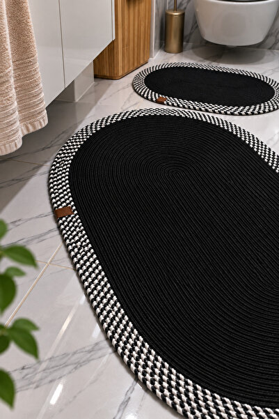 Mıntors Home Jüt Hasır 2’li Büyük Boy Banyo Paspas Takımı 70x120 ve 40x60 cm Banyo Halısı Klozet Önü Paspası