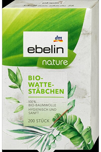 Ebelin nature bețișoare de vată Bio, 200 buc - Șervețele cosmetice dischete