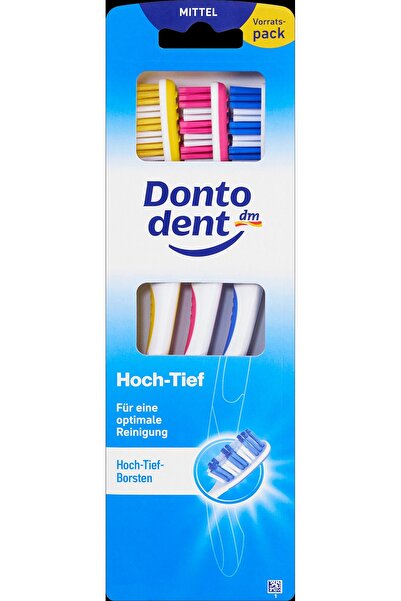 Dontodent Periuță de dinți medie cu peri de diferite înălțimi, 3 buc