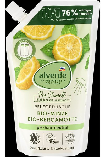 OEM alverde NATURKOSMETIK Rezervă gel de duș cu mentă și bergamotă, 500 ml