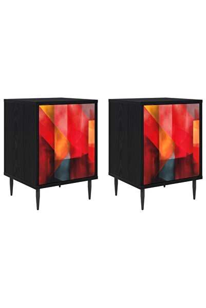 vidaxl Dulap de noapte HEESCH 2 buc. Stejar Negru 36 x 33 x 51 cm