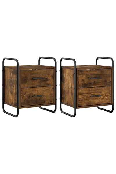 vidaxl Dulap de Noapte Suspendat 2 buc. Stejar fumuriu 40 x 30 x 50 cm