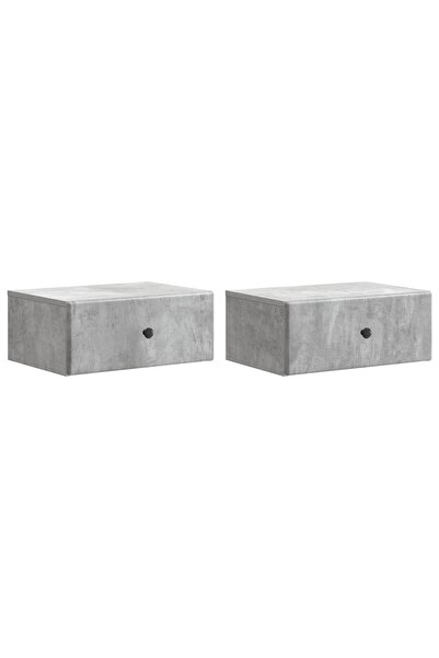vidaxl Dulap de noapte suspendat 2 buc. Gri Beton 49 x 34,5 x 20 cm