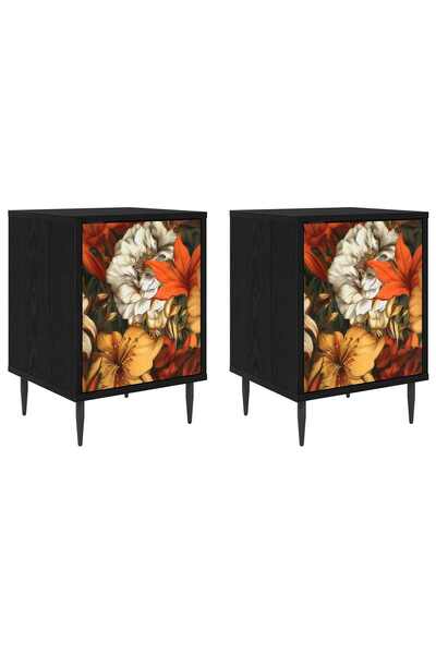 vidaxl Dulap de noapte GENNEP 2 buc. Stejar Negru 36 x 33 x 51 cm