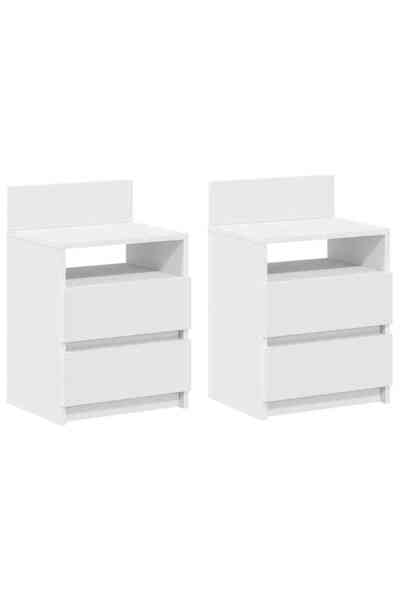 vidaxl Noptiere 2 buc. cu 2 sertare, alb, 40x33x60 cm