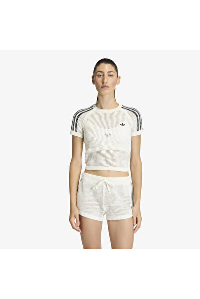 adidas Crochet Tee Kadın Beyaz T-Shirt