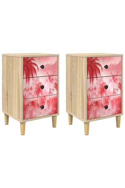 vidaxl Dulap de noapte AACHEN 2 buc. Stejar Sonoma 36 x 33 x 60 cm
