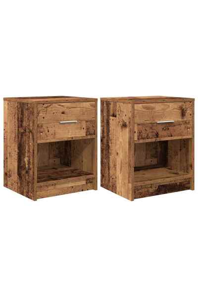 vidaxl Noptiere 2 buc. cu sertar, lemn vechi, 40x34x50 cm