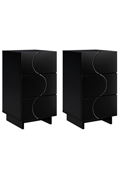 vidaxl Dulap de noapte 2 buc. Negru 33,5 x 34,5 x 60 cm Lemn prelucrat