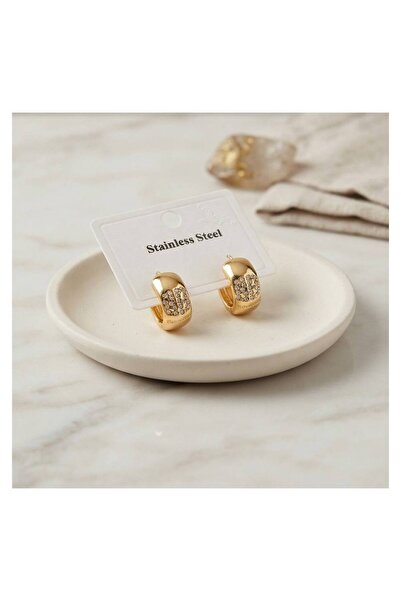 evimdeyokyok 316L Steel Gold Color Thick Hoop Design Model Earrings Tj-Bkp12042