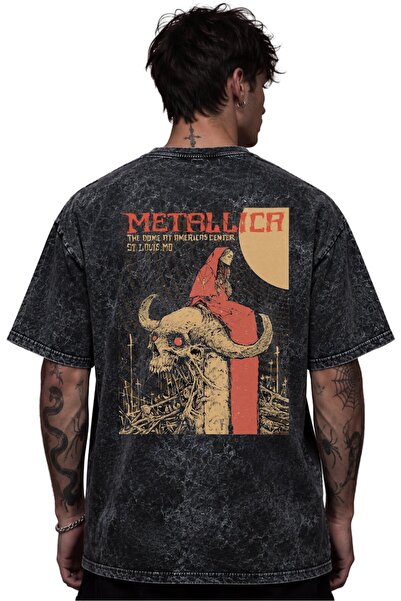 SEVBANO Metallica Rock Metal Music Band Printed Unisex Oversize Vintage Washe...