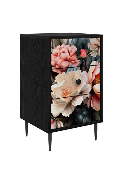 vidaxl Dulap de noapte BORNE Stejar Negru 36 x 33 x 61 cm