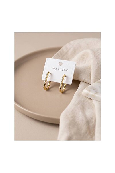 evimdeyokyok 316L Steel Gold Color Zircon Stone Square Hoop Earrings Tj-Bkp12052