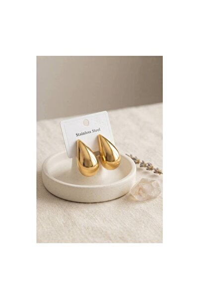 evimdeyokyok 316L Steel Gold Color Drop Model Earrings Tj-Bkp12025