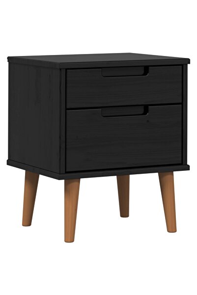 vidaxl Dulap de noapte MOLDE Negru 40 x 35 x 48 cm Lemn masiv de pin