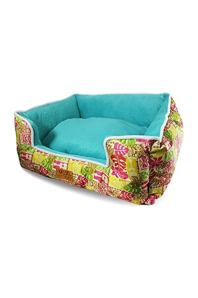 Generic Brand Cosy Bolster Pet Bed for Cats and Small Dogs - Tropical Turquoise