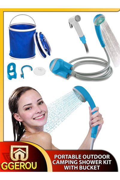 GGEROU Portable Electric Outdoor Shower Kit With Foldable Bucket Rechargeable...