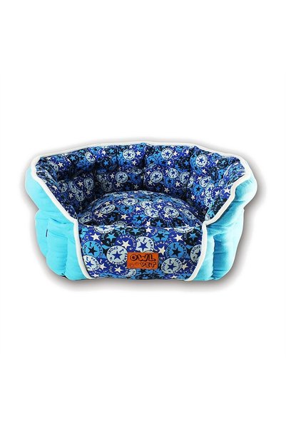 Generic Brand Round Snuggle Nest Pet Bed for Cats and Small Dogs - Blue Star ...