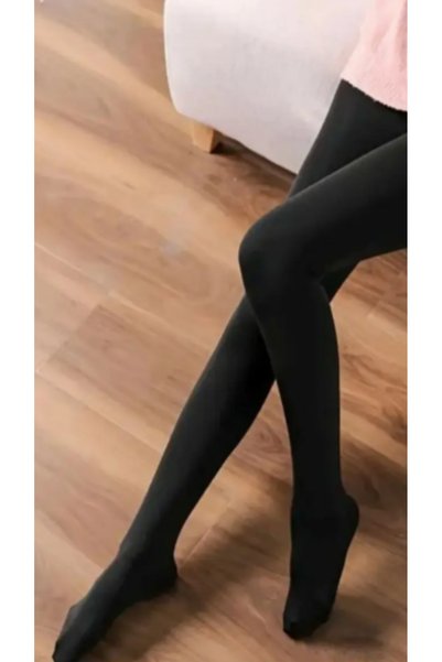 Generic Brand Colanți termici de pluș pentru femei, negri, călduroși, groși, elastici, de iarnă