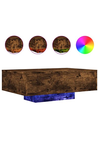 vidaxl Măsuță de cafea cu lumini LED, stejar fumuriu, 85x55x31 cm