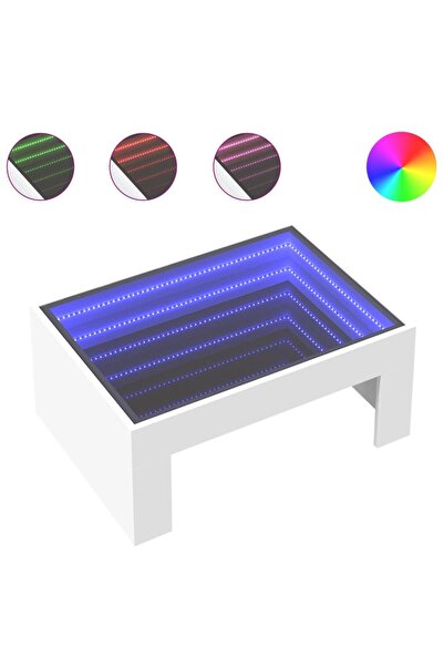 vidaxl Măsuță de cafea cu LED infinity, alb, 70x50x30 cm