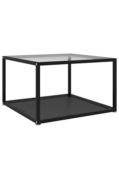 vidaxl Măsuță cafea, transparent/negru, 60x60x35 cm, sticlă securizată