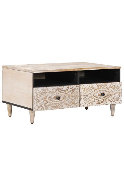 vidaxl Masă de cafea Alb 80 x 54 x 40 cm Lemn de mango solid