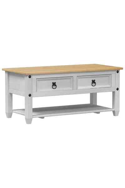 vidaxl Masă de cafea Alb 100 x 48 x 45 cm Lemn masiv de pin