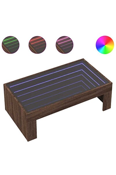 vidaxl Măsuță de cafea cu LED infinity, stejar maro, 90x50x30 cm