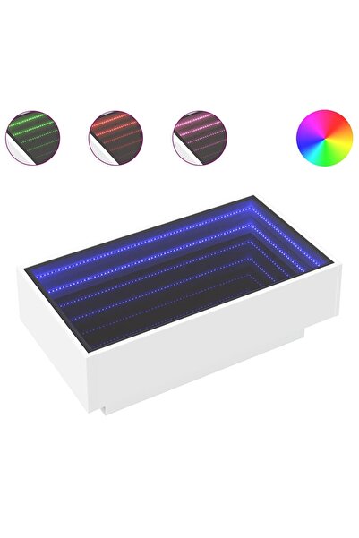 vidaxl Măsuță de cafea cu LED, alb, 90x50x30 cm, lemn prelucrat