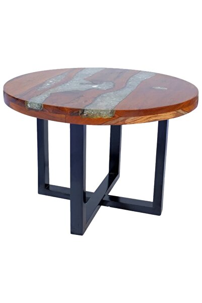 vidaxl Măsuță de cafea, 60 cm, lemn de tec și rășină