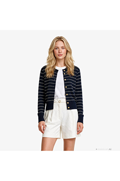 Tommy Hilfiger Full Needle Stitch Cardigan Kadın Lacivert Hırka