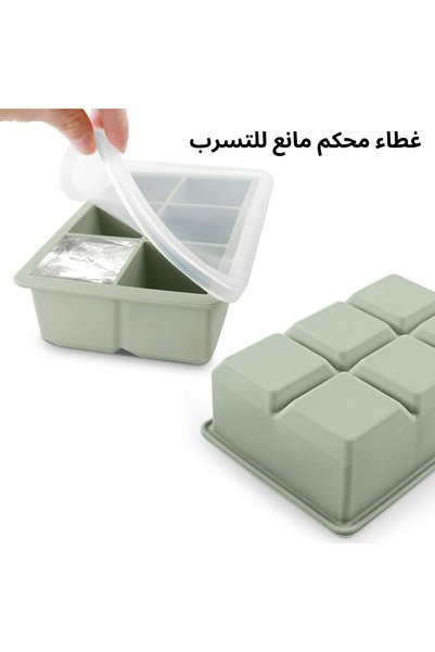 CozyNook قوالب مكعبات ثلج مربعة مرنة من السيليكون مع غطاء قابل للإزالة ومانع للتسرب للمشروبات والعصائر، حجم كبير، 3 قطع