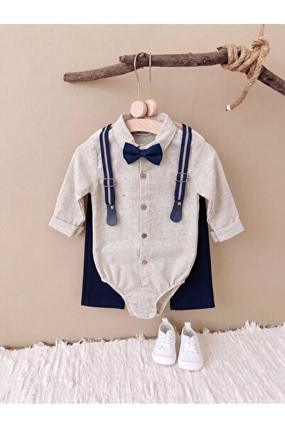 Mişsa Bebe Erkek Çocuk Zıbınlı Bebek Gömlek 4 Parça Takım Mevlüt Düğün Özel Günler 06-24 Aylık