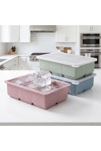 CozyNook Flexible Square Silicone Ice Cube Molds Set with Removable Leak-Proo...