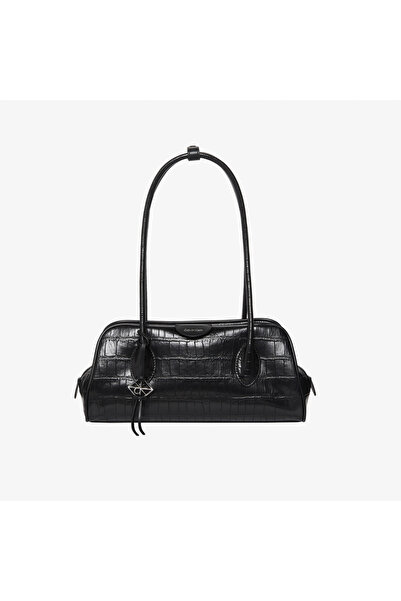 Calvin Klein Emblem Trio Croco Kadın Siyah Omuz Çantası