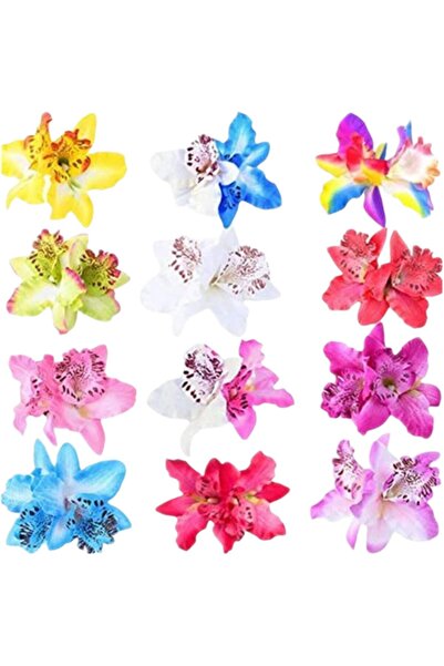 Arabest 12 Pack Artificial Silk Orchid Flower Hair Clips,Chiffon Floral Hair ...