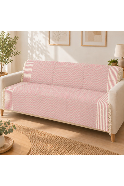 nnevora N Nevora 170X210 cm Tufted Zigzag Patterned Multi-Purpose Sofa Cover and Sofa Shawl