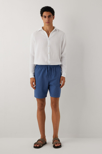 İpekçi Otantik Lina Natural Textured Relax Men's Shorts Navy
