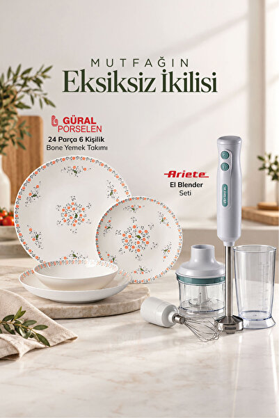 Güral Porselen Flow Premium Özel Seri 24 Parça 6 Kişilik Bone Yemek Takımı ( ...