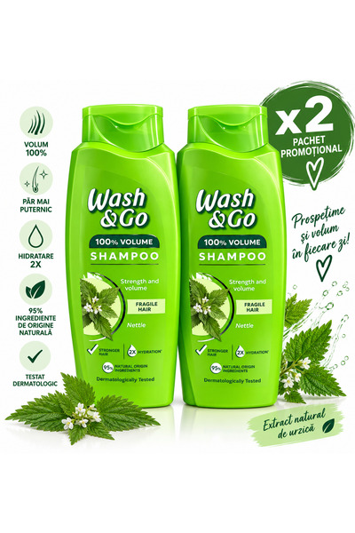 WASH&GO 2x 360 ml șampon cu urzică