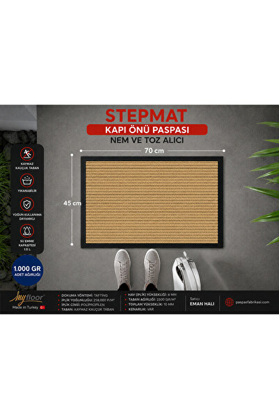Myfloor Nem Alıcı Toz Tutucu Çamur Sıyırıcı PVC Taban ve PVC Bordürlü Bej Mer...