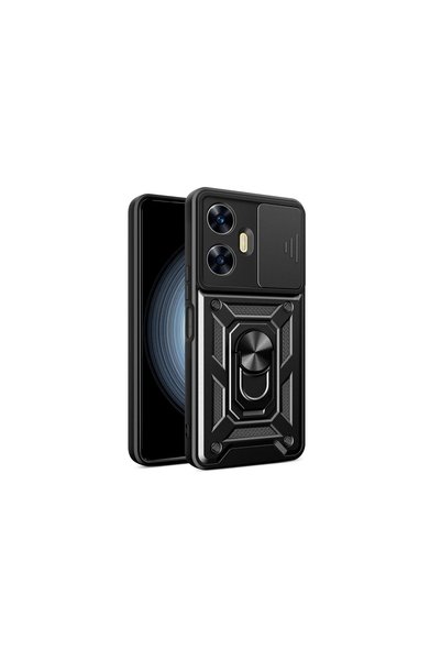 Generic Brand حافظة Realme C55 من السيليكون مع حلقة عدسة Pars - أسود